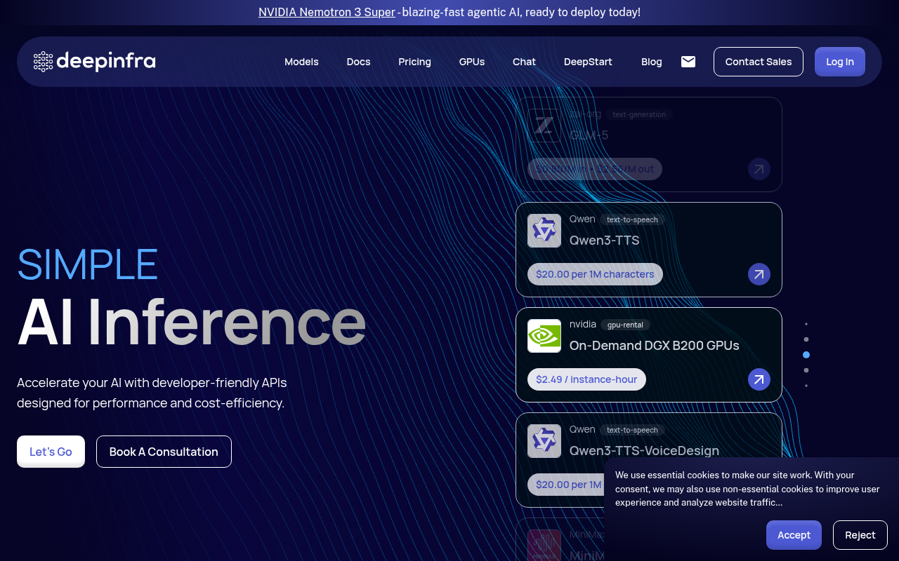 DeepInfra homepage