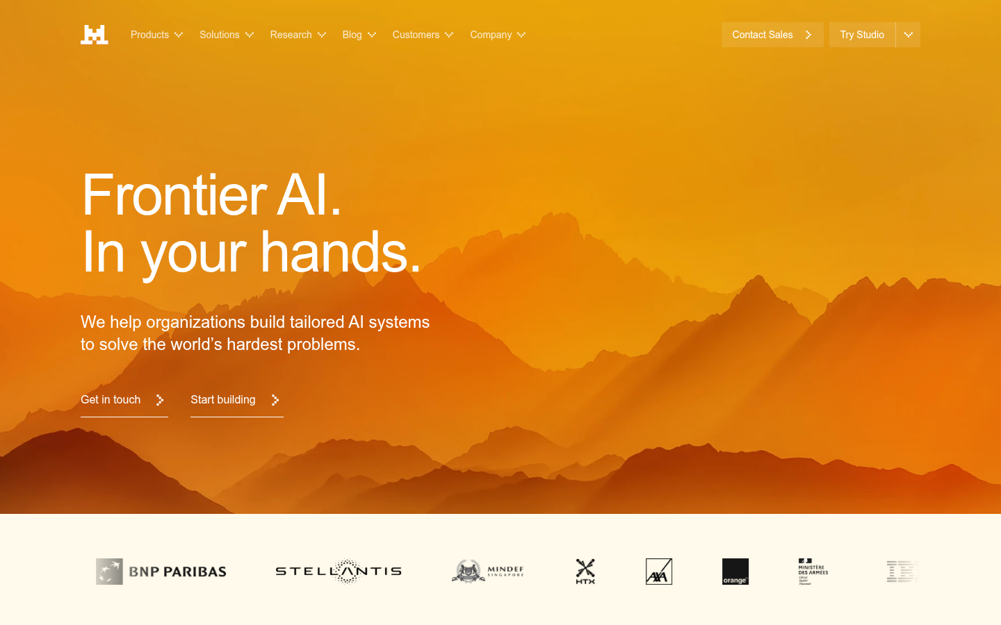 Mistral AI homepage