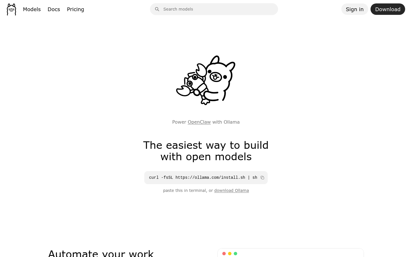 Ollama homepage